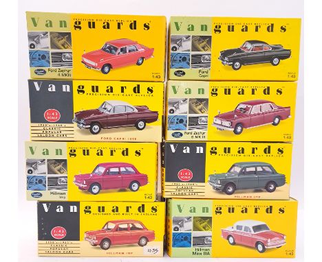 Vanguards, a boxed 1:43 scale Ford/Hillman group to include VA06800 Hillman Minx IIIA in Ember Red &amp; Cream, VA06002 Ford 