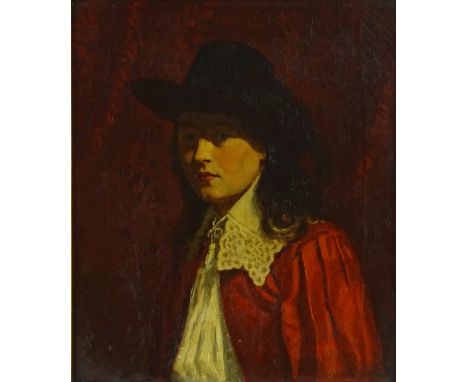 19th century oil on canvas, portrait of a Cavalier, unsigned, 14" x 11.5", framed.