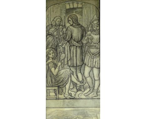 Reginald Hallward (1858-1948), charcoal on paper, original stained glass window design for Chigwell School Chapel, circa 1924
