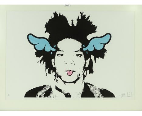 D-Face, coloured print, Basquaiat, signed in pencil, no. 62/250, 19" x 27", framed.