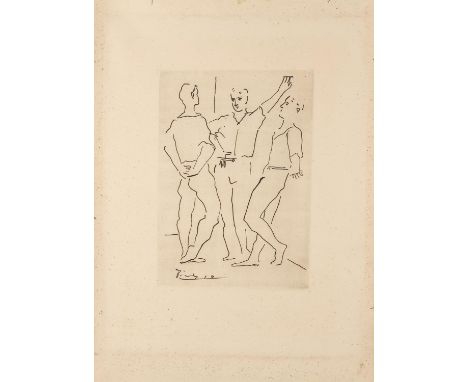 AFTER PABLO PICASSOThree dancers Etching, 27.5 x 19cm (image size); 47.5 approx (partially turned under the backboard) x 34.5