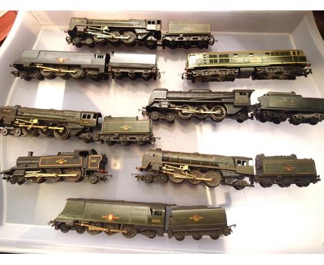 TT 3mm scale, eight Triang locomotives including two Clan Line, two Britannia Boudica, Continental Pacific, Prairie and Diese