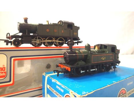 Two OO scale Locomotives, Lima Prairie Tank, G.W.R Green, Airfix 14xx Tank, B.R Green, both very good to excellent condition,