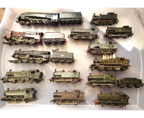 TT 3mm scale, fourteen kit built locomotives, metal bodies on Triang-Chassis in fair to good build and finish. P&amp;P Group 