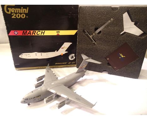 Gemini Jets 1/200 scale Aircraft March Boeing C17. In very good condition, box has wear. P&amp;P Group 1 (£14+VAT for the fir