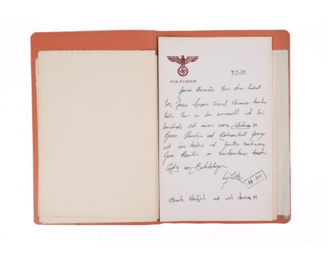 Third Reich unused headed notepaper: embossed Luftwaffe eagle over "Der Reichsminister der Luftfahrt und Oberbefehlshaber der