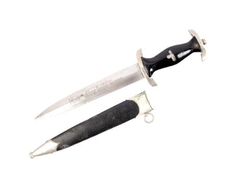 A Third Reich SS man's dagger, blade marked Luneschloss Berlin. Blade and scabbard appear original, hilt has had some alterat