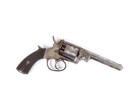 A 5 shot 68 bore(?) Webley type closed wedge frame double action percussion revolver, 10½" overall, barrel 5" with B'ham proo