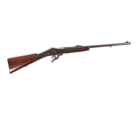 A .450" Westley Richards underlever sporting carbine, number 35, 39½" overall, barrel 22" with Birmingham proofs, three foldi