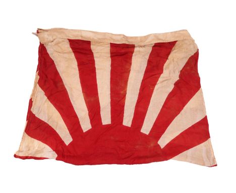 A WWII Japanese flag, 52"x32", printed "Rising Sun", GC (light staining). £30-35