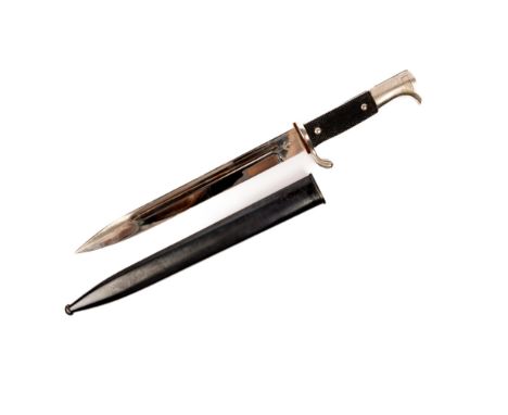A Third Reich parade bayonet, plated blade 10", by Aesculap Werke, Jetter &amp; Scheerer, Tuttlingen, plated hilt with bird's