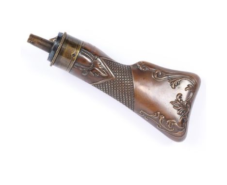 A good reproduction of the copper "Gun Stock" pistol flask (Riling 1287), GWO&amp;C £30-50