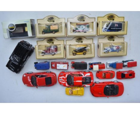 Collection of diecast model cars, various scales and manufacturers to include Burago, Maisto, Welly etc in  1/76, 1/43, 1/47 