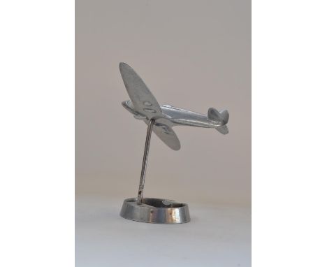 Vintage wartime era cast metal Spitfire ashtray model, wingspan approx 15cm, height approx 15cm. Model based on Griffon power