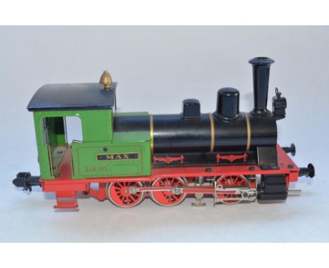 1 gauge Marklin all metal electric 0-6-0 tank engine "Max", LoK 01. Broken front coupler, otherwise in excellent little used 