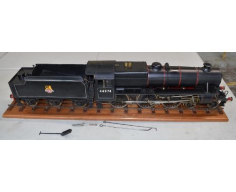 Live steam 3 1/2 gauge ex LMS 4-6-0 Class 5 (Black 5) locomotive with tender, British Railways 44874 in lined black livery wi