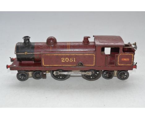 Vintage Hornby Meccano O gauge 4-4-4 No2 clockwork tank engine in original LMS livery 