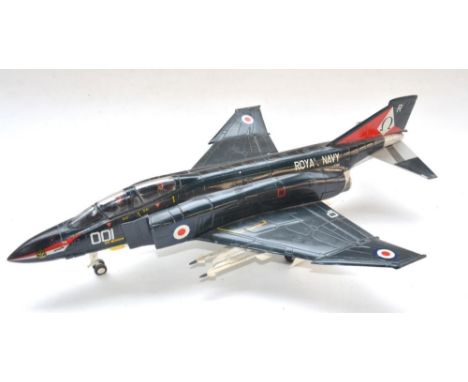 Armour Collection 1/48 scale diecast Royal Navy F-4 Phantom. Poor condition, appears repainted with peeling decals. Box missi