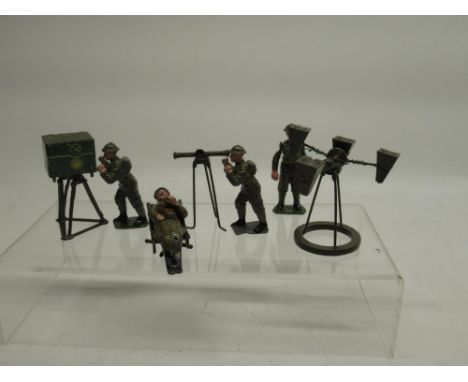 W Britain A.A. Units of The British Army model No. 1638 Air Force Equipment Sound Locator, model 1728 Predictor and 1731 Spot