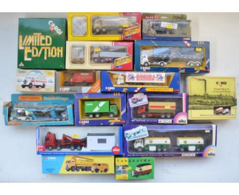 Collection of diecast commercial vehicles, various scales (1/50, 1/43 etc) from Corgi, Siku, Matchbox, Lledo Vanguards etc (1