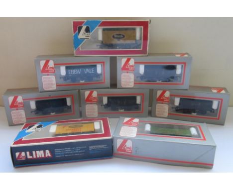 Six Lima OO gauge open wagons and 2 closed wagons (8) 