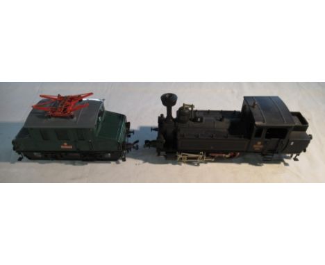 Two 1/45 scale O gauge ETS Czech made tinplate and all metal locomotives to include a 0-6-2 Czech steam engine, both good con