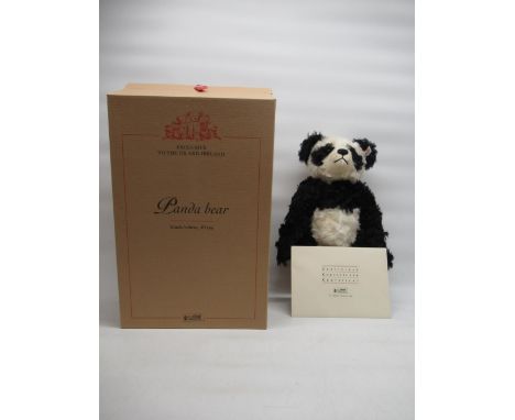 Steiff Black &amp; White Panda Bear, No.661013. red and white red ear button tag, Ltd.ed 00471/2000, H42cm boxed with certifi