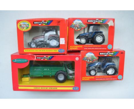 Three boxed 1/32 scale Britain's tractor models to include New Holland 8560 (item no 9488), New Holland Fiatagri M160 with fl