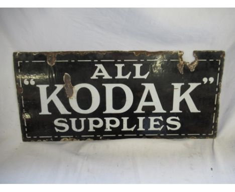 Vintage double sided enamel sign All 'Kodak' Supplies, W71cm H32cm 