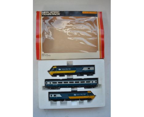 OO gauge High Speed Train Pack InterCity 125, Hornby box with Lima power car, Hornby dummy car and passenger coach. Models ex
