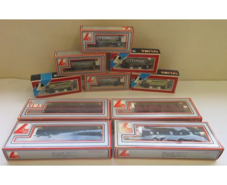 Lima OO gauge Yeoman hopper wagons no. 305635W, 2 Lima OO gauge ARC Amey Roadstone hopper wagons no. 305636, 3 BR GUV brake v