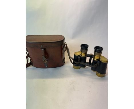 Pair of no.2 Mark 2 Kershaw &amp; Sons Ltd. of Leeds brass and leather field binoculars with military crows foot arrow dated 