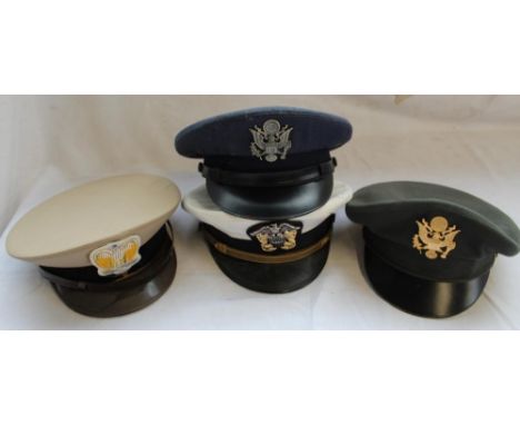 Four USA officers military caps for Army, Navy, Air Force (4) 