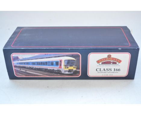 Boxed Bachmann OO gauge 166 Turbo 3 car DMU "Network Southeast" train model, 1 power car and 2 coaches (item no 31-025). Mode