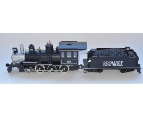Boxed Bachmann G gauge 4-6-0 Baldwin Rio Grande Southern with tender, sounds, smoke and lights in excellent little used condi