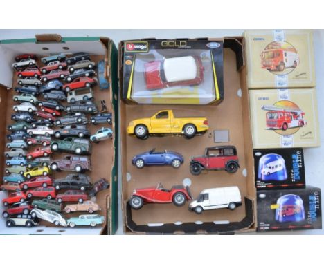 Collection of diecast models, mostly unboxed, various manufacturers and scales to include a 1/18 scale Burago Gold Collection