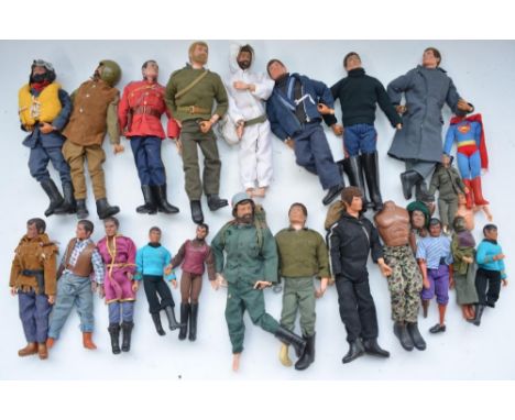 Collection of Action Man figures including RAF pilot, and other figures from Star Trek and Planet Of The Apes, Superman etc (