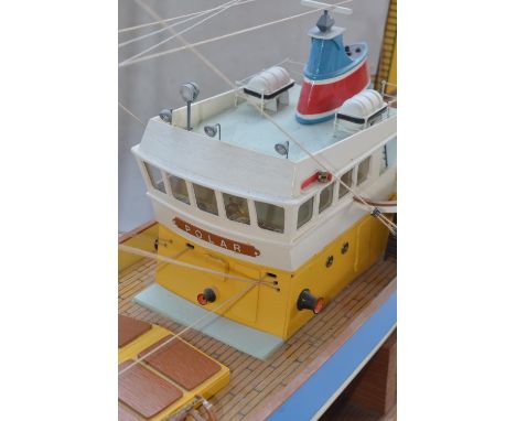 Radio controlled model trawler "Polar", approx 3ft long, one piece plastic hull with plastic and wood superstructure, rigging