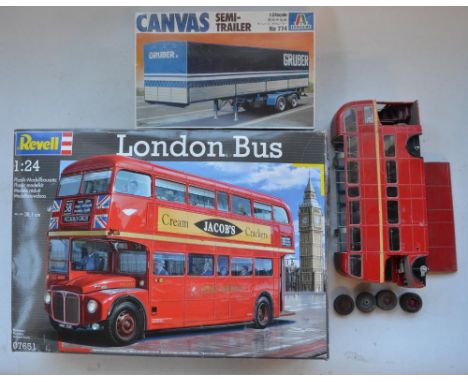 Revell 1/24 London Bus plastic model kit unstarted with factory sealed bags and a part built model for spares or repairs. Als