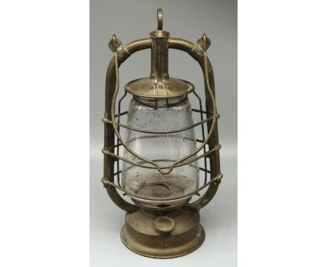 FR. Stübgen &amp; Co. Fledermaus 100 storm lantern with clear globe c1920s/30s, marked with outline of a bat, MINOR/made in T