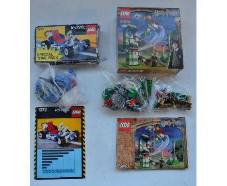 Mega Blocks Pro-Builder P-51 Mustang (item no 9772), Lego Harry Potter Quidditch set (item no 4726) and vintage Lego Technic 