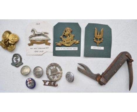 Collection of (mostly) military ephemera including an inert RAF practice bomb, 2 pairs of gaiters, reproduction grenades and 