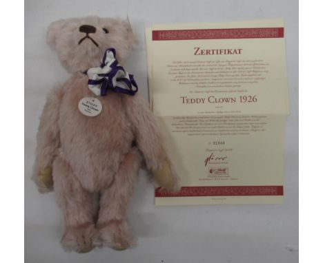 Steiff Teddy Clown 1926 Replica Rose 33, 1999, white tag 407260, Ltd.ed 01944 of 5000, and chest tag, H32cm, boxed with  oute