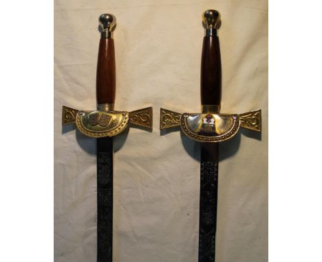 Pair of Wilkinson dress swords to commemorate the 25th anniversary of the liberation of the Channel Islands 1945 - 1970 in su