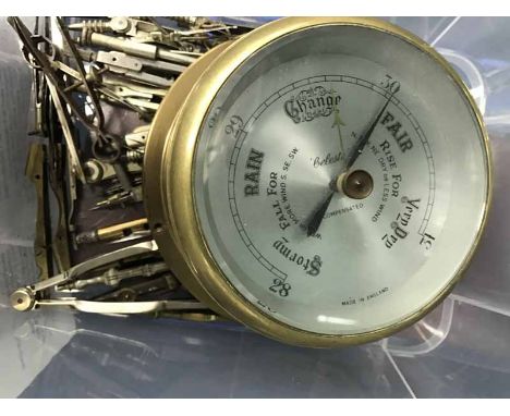 LOT OF DRAWING UTENSILS AND A BRAS BAROMETER