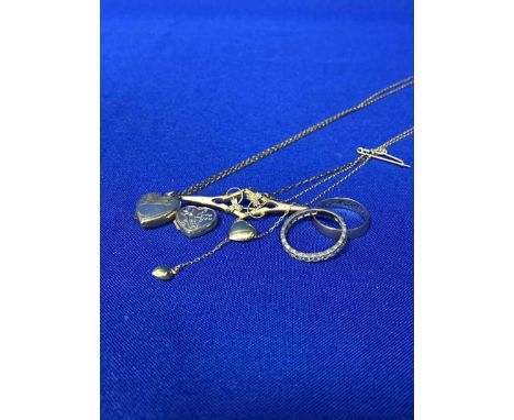 VICTORIAN SPLIT PEARL BROOCHopen work and with two split pearl set clover leaf motifs, 48mm long, 2.4g; along with a nine car