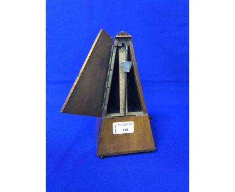 MAHOGANY METRONOME AND A TEA CADDY