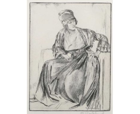 Gerald Leslie Brockhurst – Genevieve, etching with drypoint, signed in pencil, published circa 1922, 20cm x 15cm, within a si