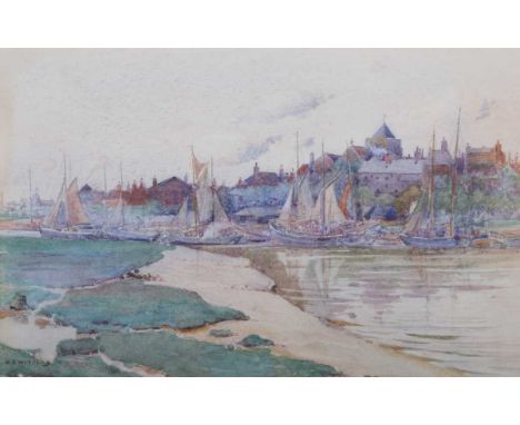 Henry Brett Withers – ‘Rye, Sussex’, early 20th century watercolour, signed recto, labels verso, 15cm x 23cm, within a gilt f
