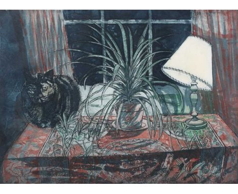Richard Bawden – ‘Spider Plant’, late 20th/early 21st century colour etching with aquatint on wove paper, signed, titled and 